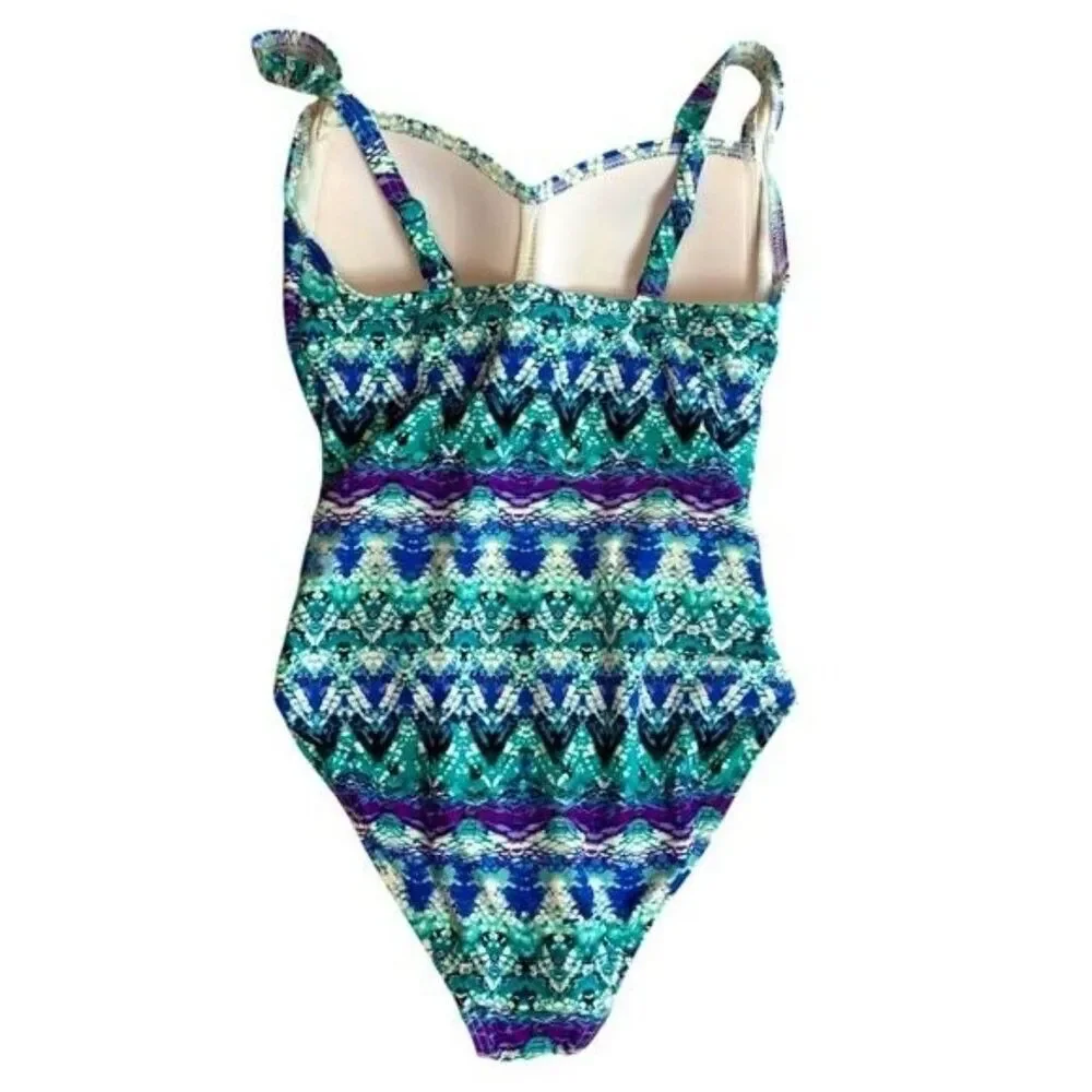 Niptuck One Piece Swimsuit Bond Eye Blue Sz. 6 Adjustable Straps Lightly Padded